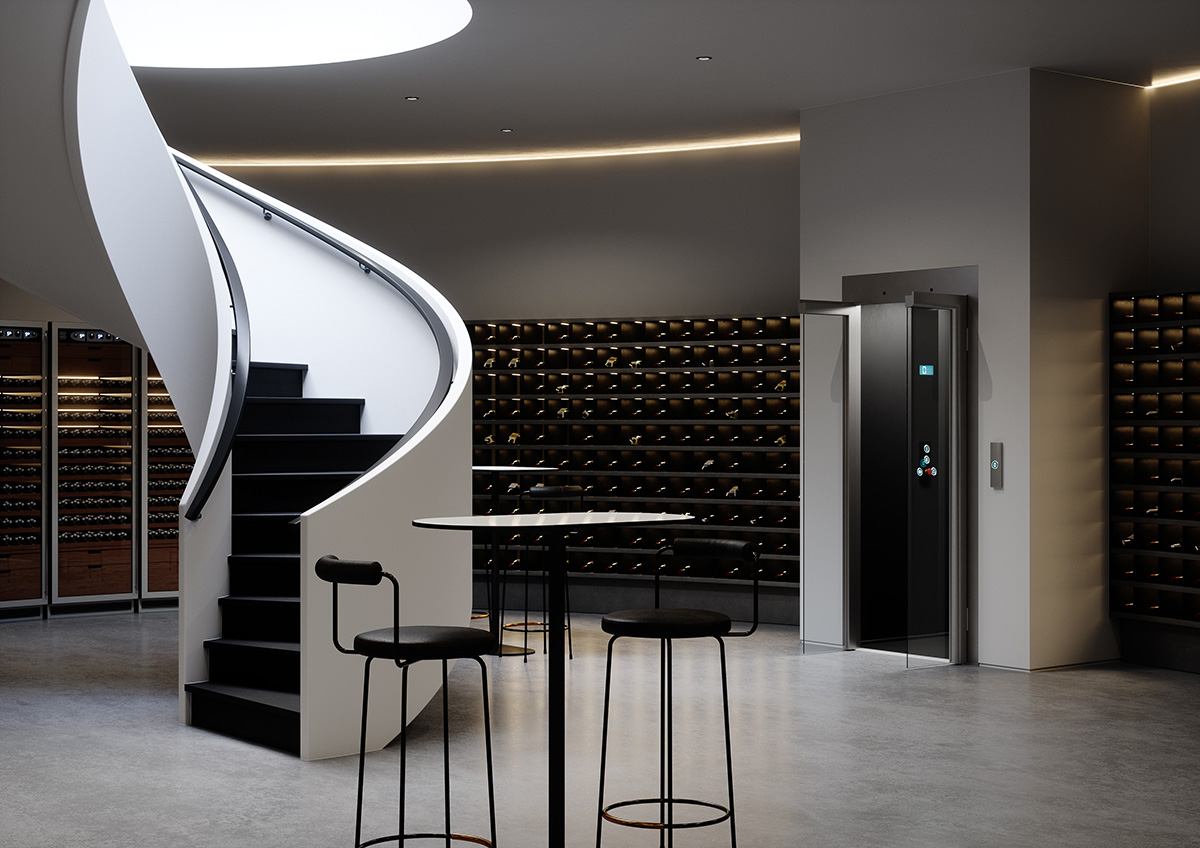 Wine Cellar Eltec HLB Elevator With Doors Opened