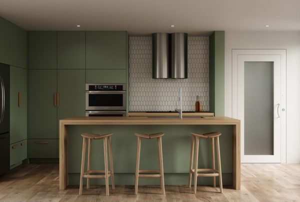 Eltec Volare - Frosted Glass In Green Kitchen